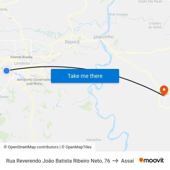 Rua Reverendo João Batista Ribeiro Neto, 76 to Assaí map
