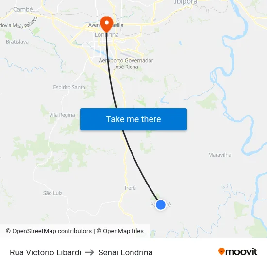 Rua Victório Libardi to Senai Londrina map
