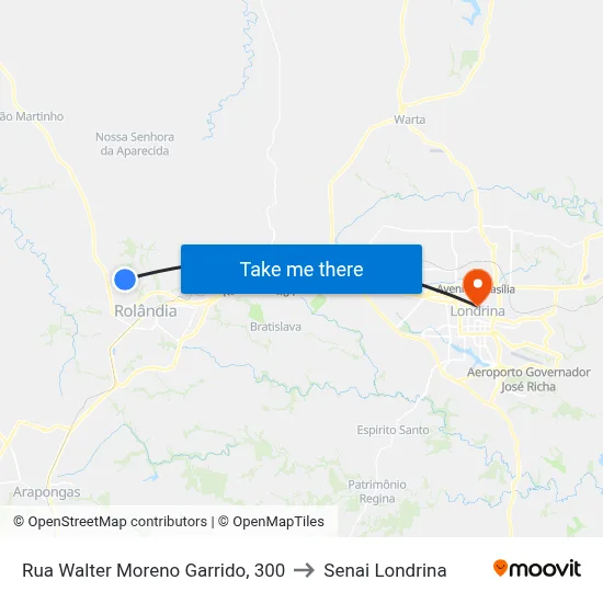 Rua Walter Moreno Garrido, 300 to Senai Londrina map