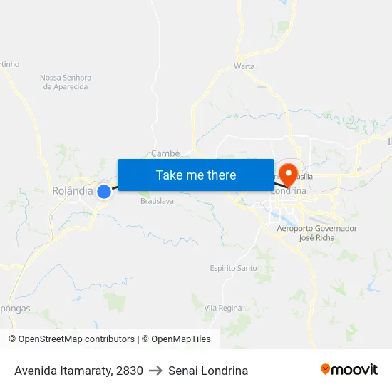 Avenida Itamaraty, 2830 to Senai Londrina map