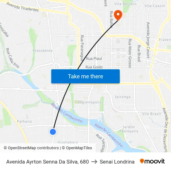 Avenida Ayrton Senna Da Silva, 680 to Senai Londrina map