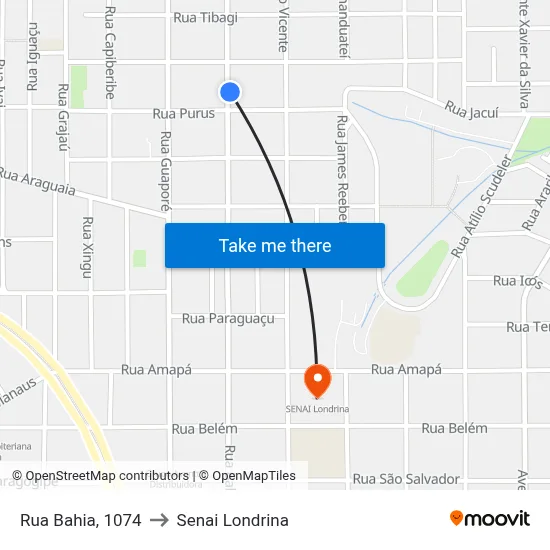 Rua Bahia, 1074 to Senai Londrina map