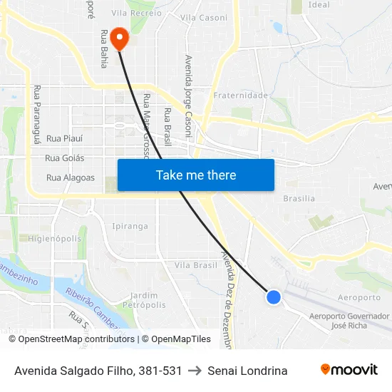 Avenida Salgado Filho, 381-531 to Senai Londrina map