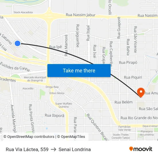 Rua Via Láctea, 559 to Senai Londrina map