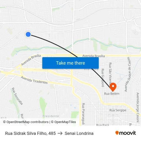 Rua Sidrak Silva Filho, 485 to Senai Londrina map