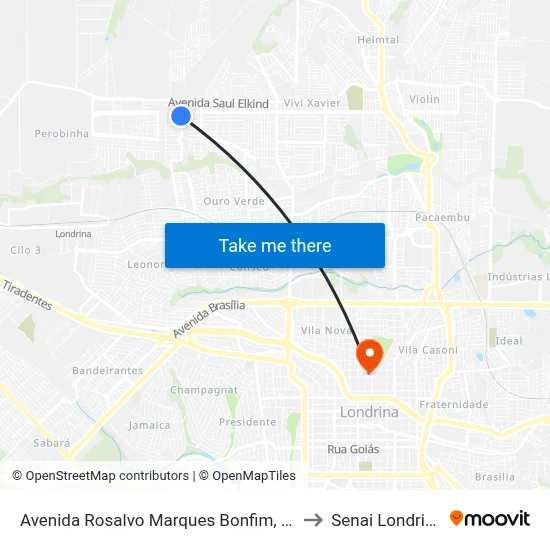 Avenida Rosalvo Marques Bonfim, 30 to Senai Londrina map