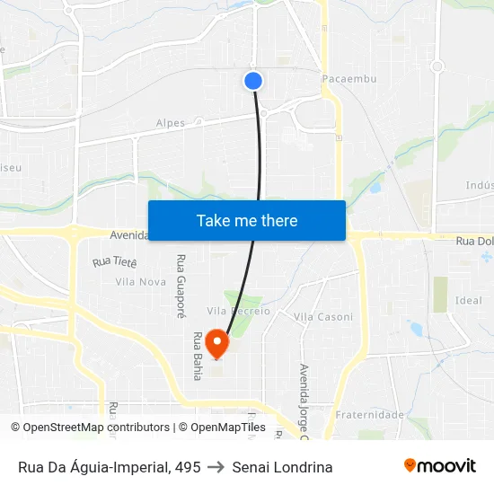 Rua Da Águia-Imperial, 495 to Senai Londrina map
