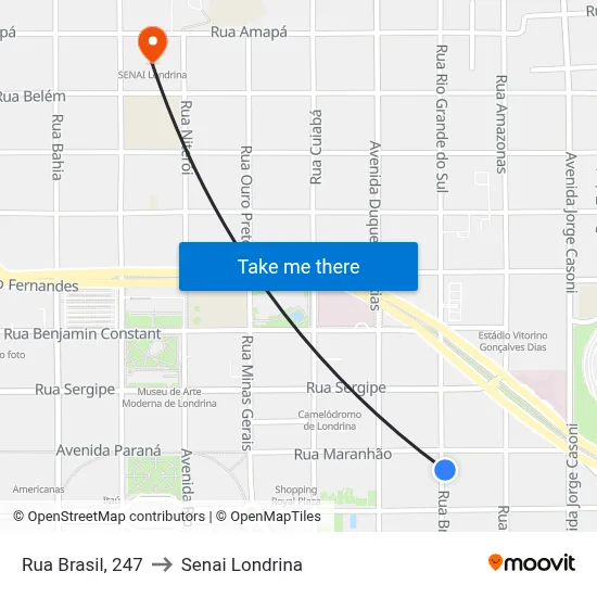 Rua Brasil, 247 to Senai Londrina map