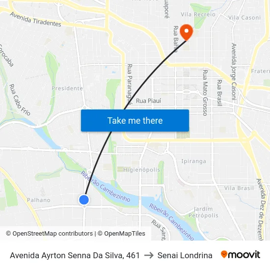 Avenida Ayrton Senna Da Silva, 461 to Senai Londrina map