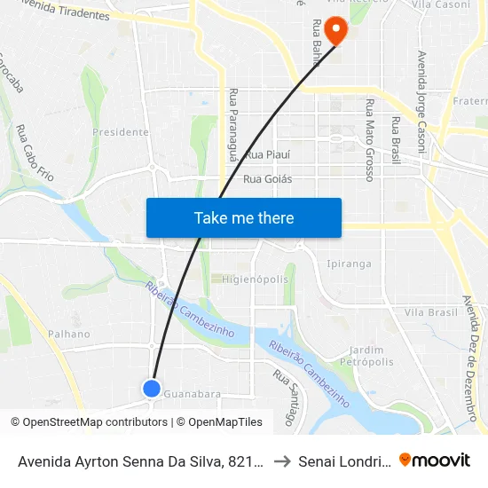Avenida Ayrton Senna Da Silva, 821-829 to Senai Londrina map