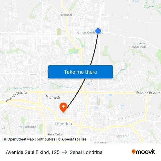 Avenida Saul Elkind, 125 to Senai Londrina map