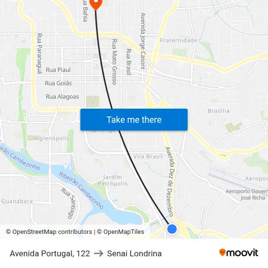 Avenida Portugal, 122 to Senai Londrina map