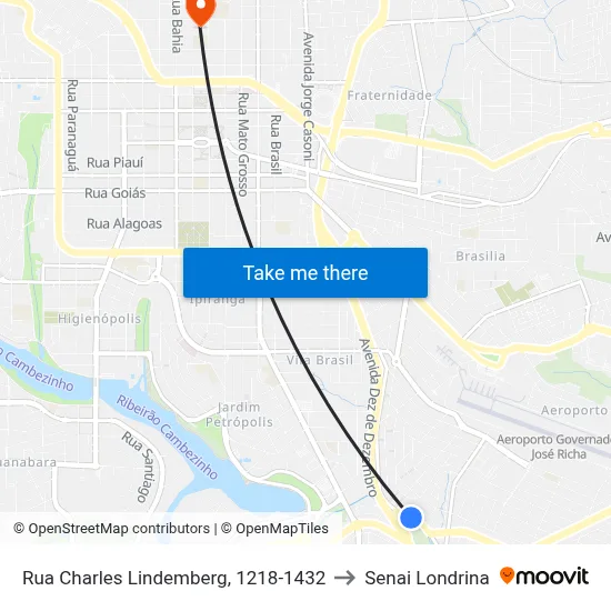 Rua Charles Lindemberg, 1218-1432 to Senai Londrina map
