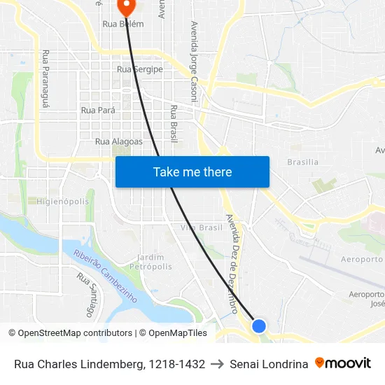 Rua Charles Lindemberg, 1218-1432 to Senai Londrina map