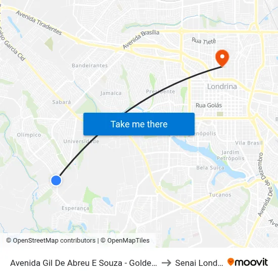 Avenida Gil De Abreu E Souza - Golden Hills, 1 to Senai Londrina map