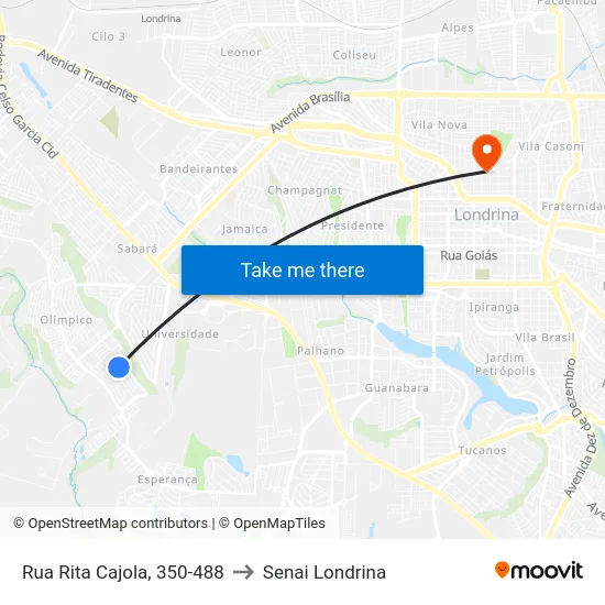 Rua Rita Cajola, 350-488 to Senai Londrina map