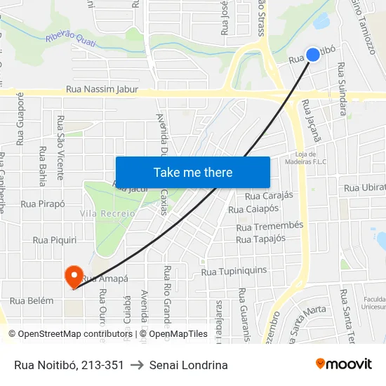Rua Noitibó, 213-351 to Senai Londrina map