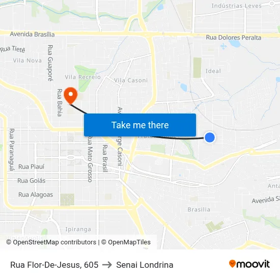 Rua Flor-De-Jesus, 605 to Senai Londrina map