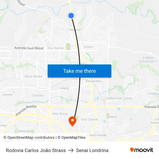 Rodovia Carlos João Strass to Senai Londrina map