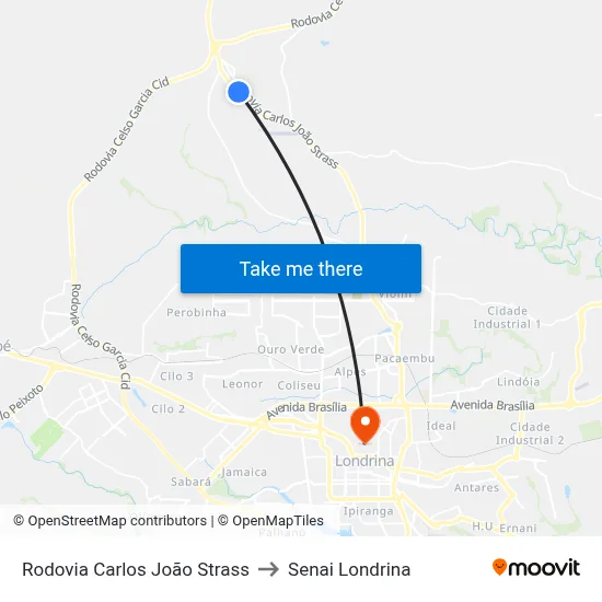 Rodovia Carlos João Strass to Senai Londrina map