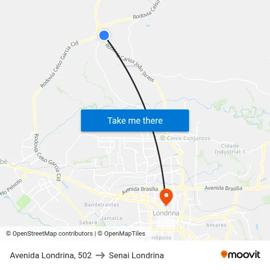 Avenida Londrina, 502 to Senai Londrina map