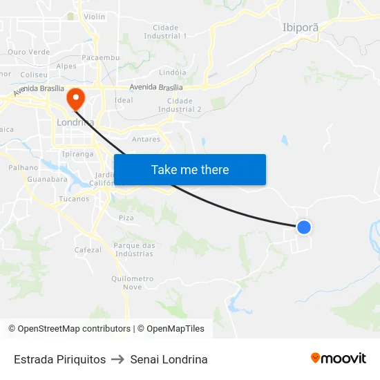 Estrada Piriquitos to Senai Londrina map