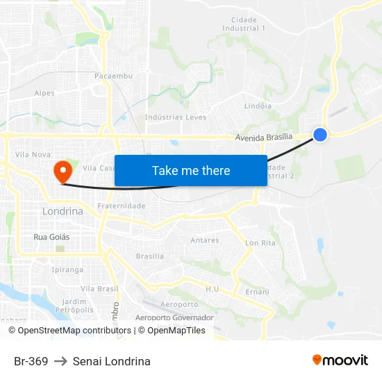 Br-369 to Senai Londrina map