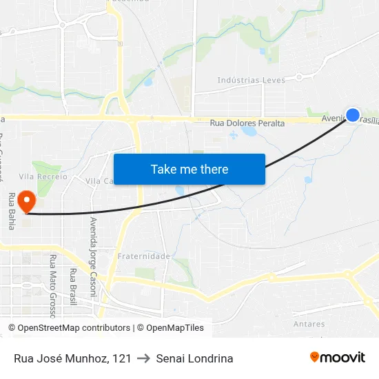 Rua José Munhoz, 121 to Senai Londrina map