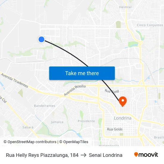 Rua Helly Reys Piazzalunga, 184 to Senai Londrina map