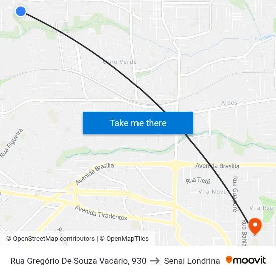 Rua Gregório De Souza Vacário, 930 to Senai Londrina map