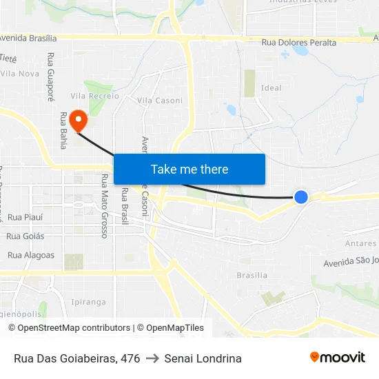 Rua Das Goiabeiras, 476 to Senai Londrina map