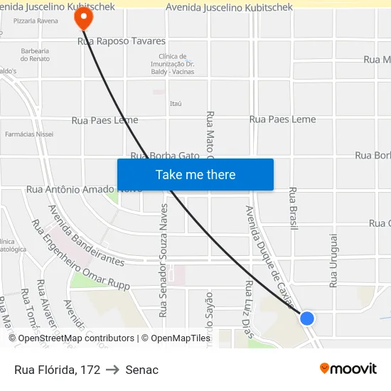 Rua Flórida, 172 to Senac map