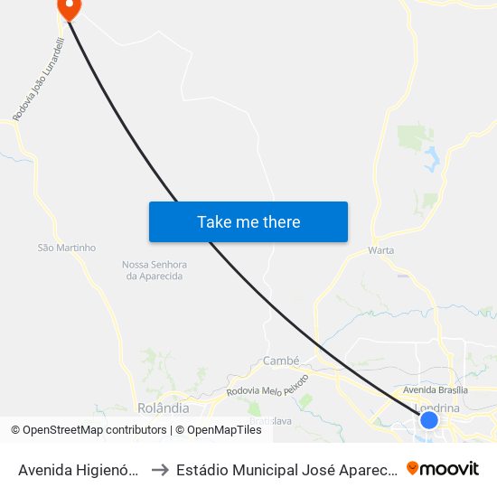 Avenida Higienópolis, 562 to Estádio Municipal José Aparecido De Moraes map