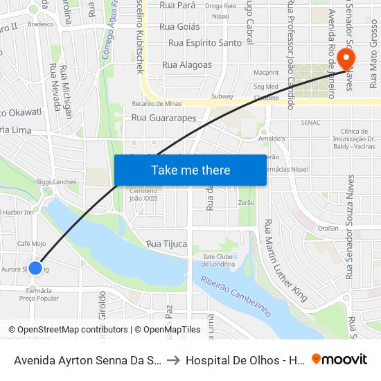 Avenida Ayrton Senna Da Silva, 509 to Hospital De Olhos - Hoftalon map