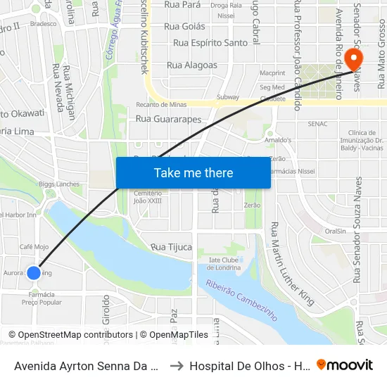 Avenida Ayrton Senna Da Silva, 461 to Hospital De Olhos - Hoftalon map