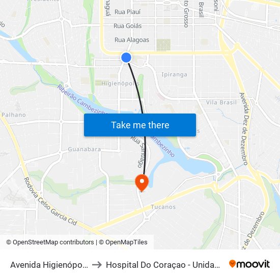 Avenida Higienópolis, 1225 to Hospital Do Coraçao - Unidade Bela Suíça map