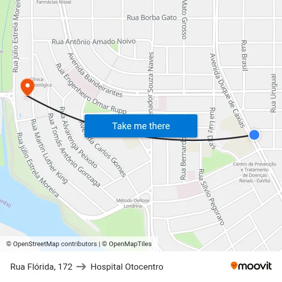 Rua Flórida, 172 to Hospital Otocentro map