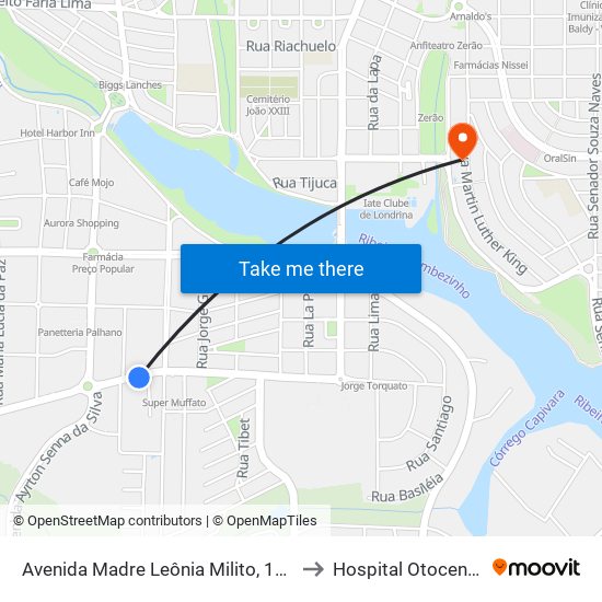 Avenida Madre Leônia Milito, 1355 to Hospital Otocentro map