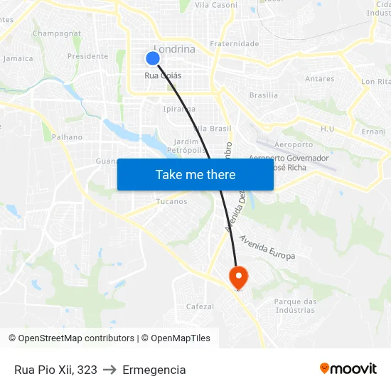 Rua Pio Xii, 323 to Ermegencia map