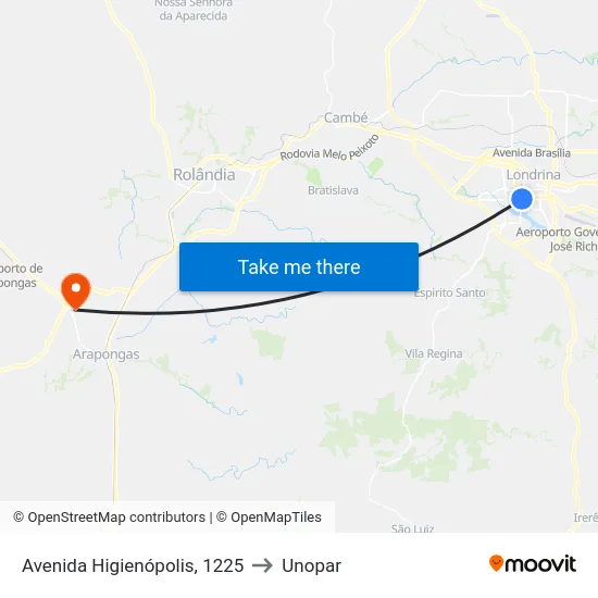 Avenida Higienópolis, 1225 to Unopar map