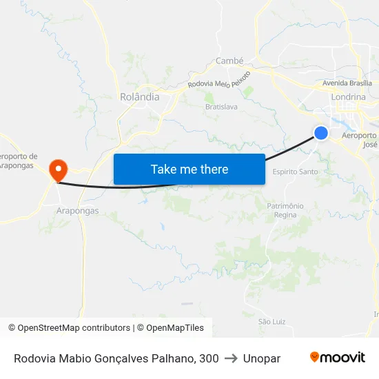 Rodovia Mabio Gonçalves Palhano, 300 to Unopar map