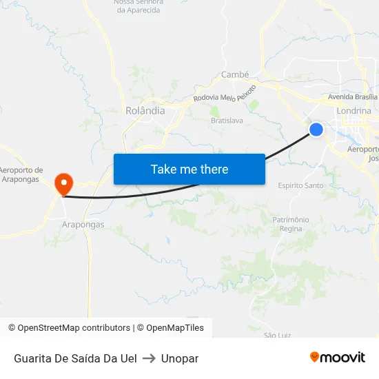 Guarita De Saída Da Uel to Unopar map