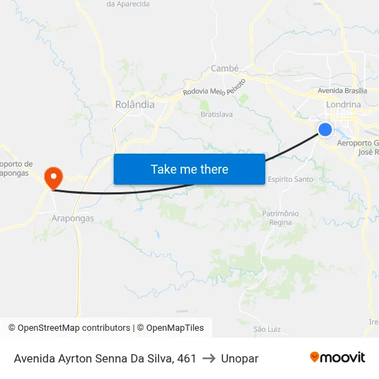 Avenida Ayrton Senna Da Silva, 461 to Unopar map