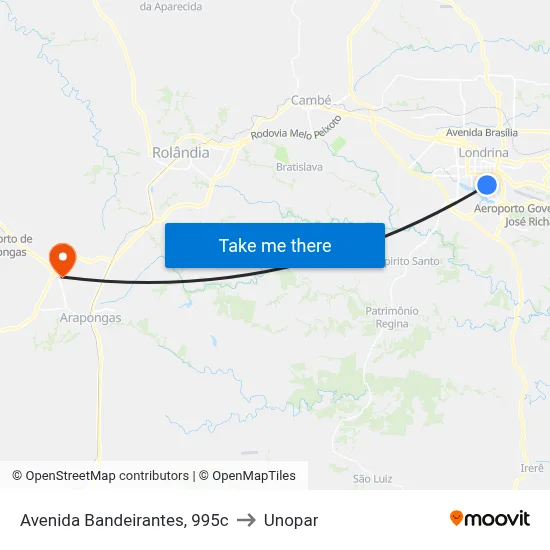 Avenida Bandeirantes, 995c to Unopar map