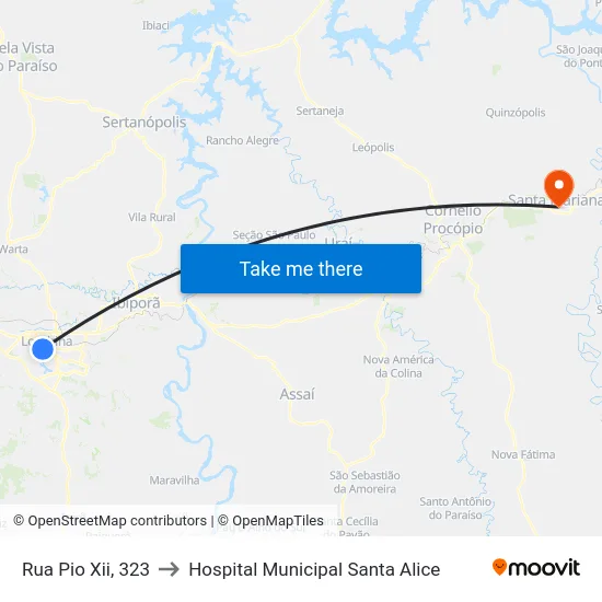Rua Pio Xii, 323 to Hospital Municipal Santa Alice map