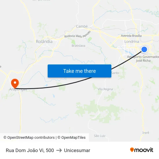 Rua Dom João Vi, 500 to Unicesumar map