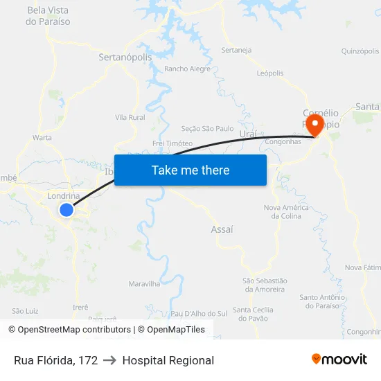Rua Flórida, 172 to Hospital Regional map