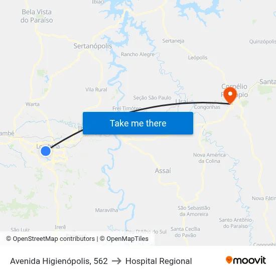 Avenida Higienópolis, 562 to Hospital Regional map