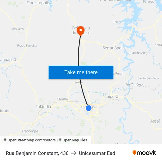 Rua Benjamin Constant, 430 to Unicesumar  Ead map