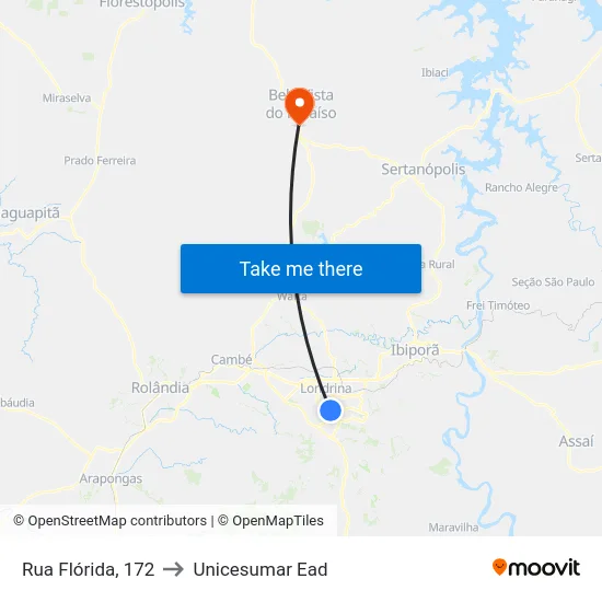 Rua Flórida, 172 to Unicesumar  Ead map